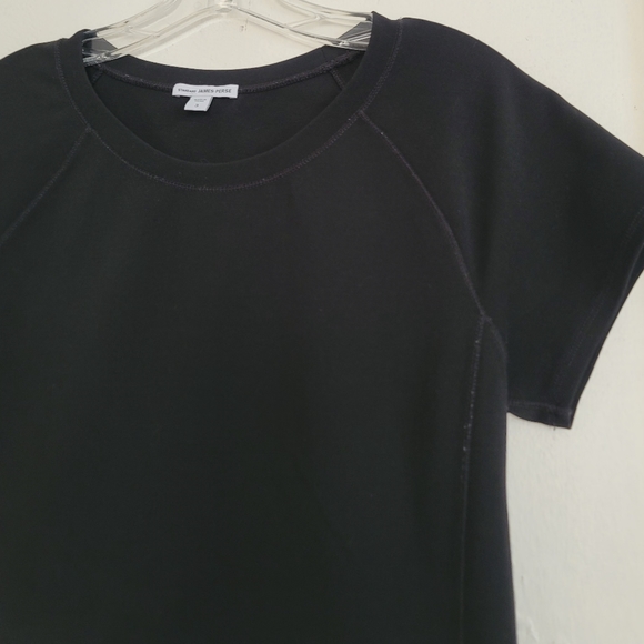 James Perse Standard Black Stretch Cotton Sheath Dress Size Large Short Sleeve - Picture 6 of 16